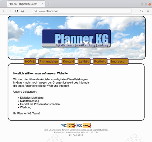Screenshot der Planner KG Website