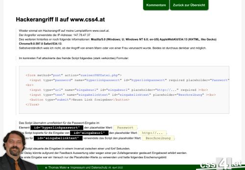 Hackerangriff Nr. 2 auf css4.at