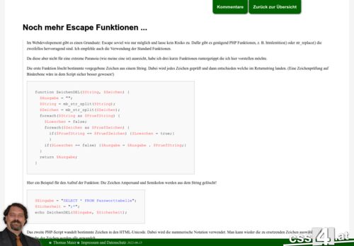 Noch mehr Escape Funktionen ...